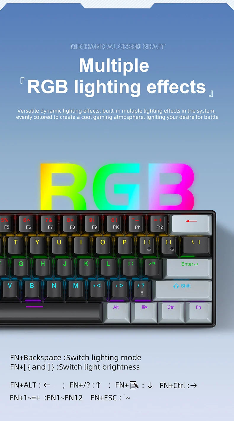60 Percent Mechanical Mini Keyboard Wired RGB Portable - Tophatter Daily Deals