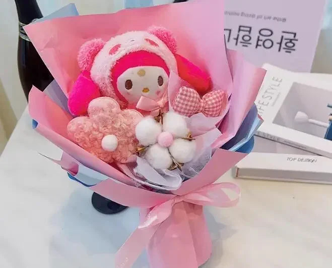 Sanrio Plush Flower Bouquet My Melody Hot Pink Flowers - Tophatter Daily Deals