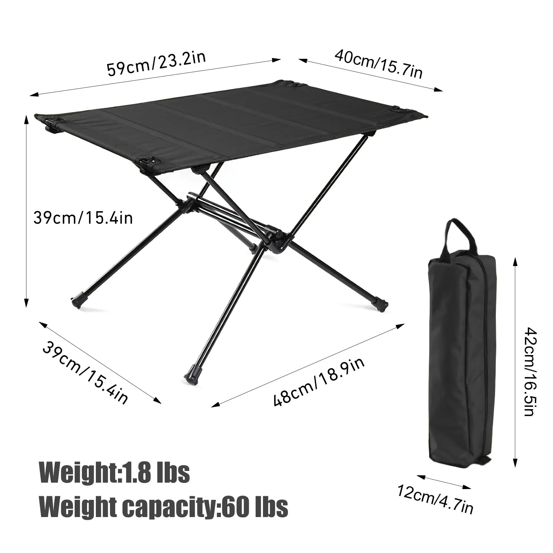 Camping Folding Roll-Up Table Black Camp Furniture - Tophatter Daily Deals