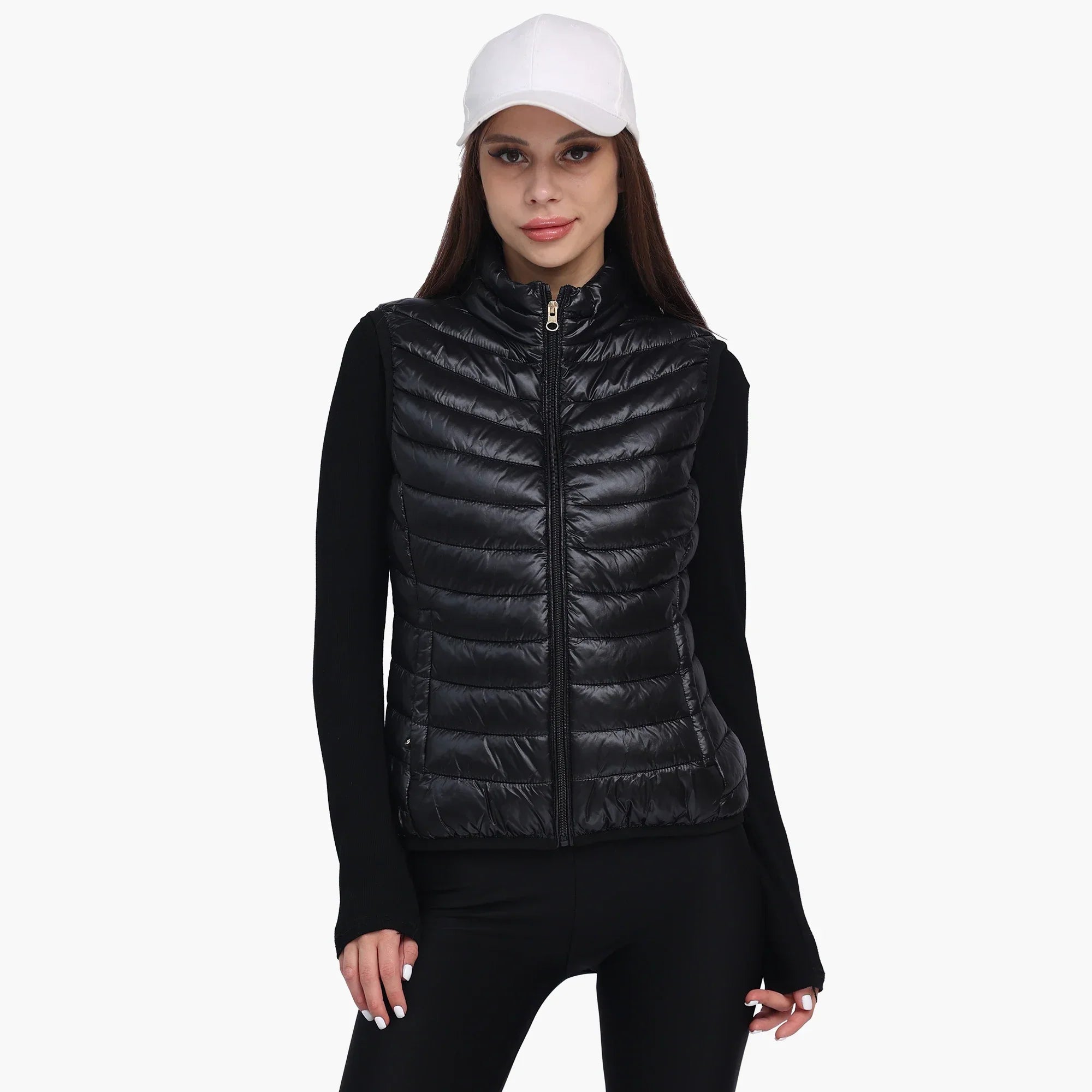 Lightweight Versatile Women's Puffer Vest - Sleeveless Black - Tophatter Daily Deals