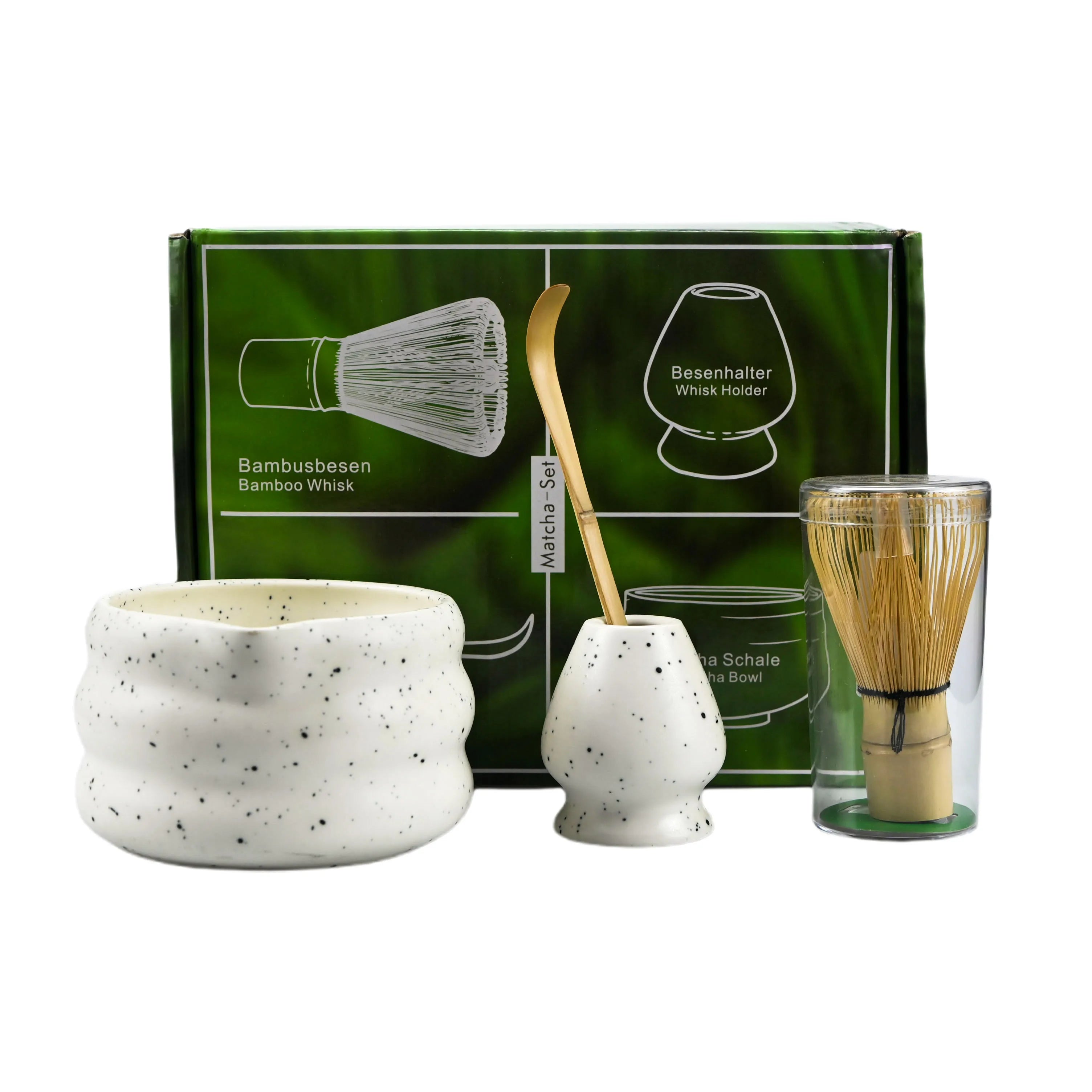 Matcha Set Porcelain Bowl Whisk Spoon Stand Gift Japanese White - Tophatter Daily Deals
