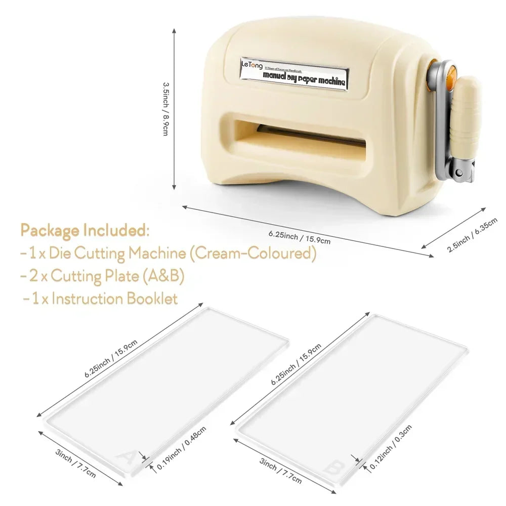 Die Cutting Machine Mini Manual Hand Crank Craft Tool Beige Color - Tophatter Daily Deals