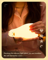 Duck Rechargeable LED Night Light Pat Silicone Lamp Bedside Nightlight Animals - Tophatter Daily Deals