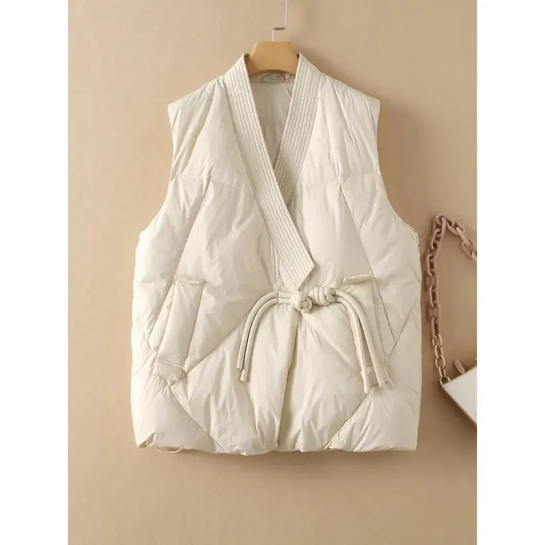 Insulating Womens Vest - Cropped Quilted, Streetwear White - Tophatter Daily Deals