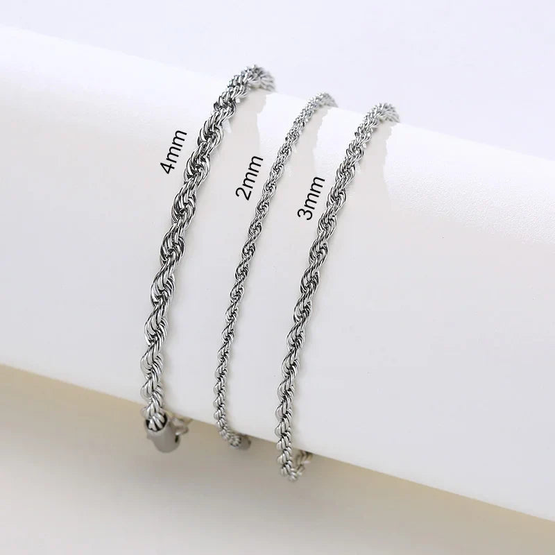 Stainless Steel Rope Chain Bracelet Twisted Singapore 979S - Tophatter Daily Deals