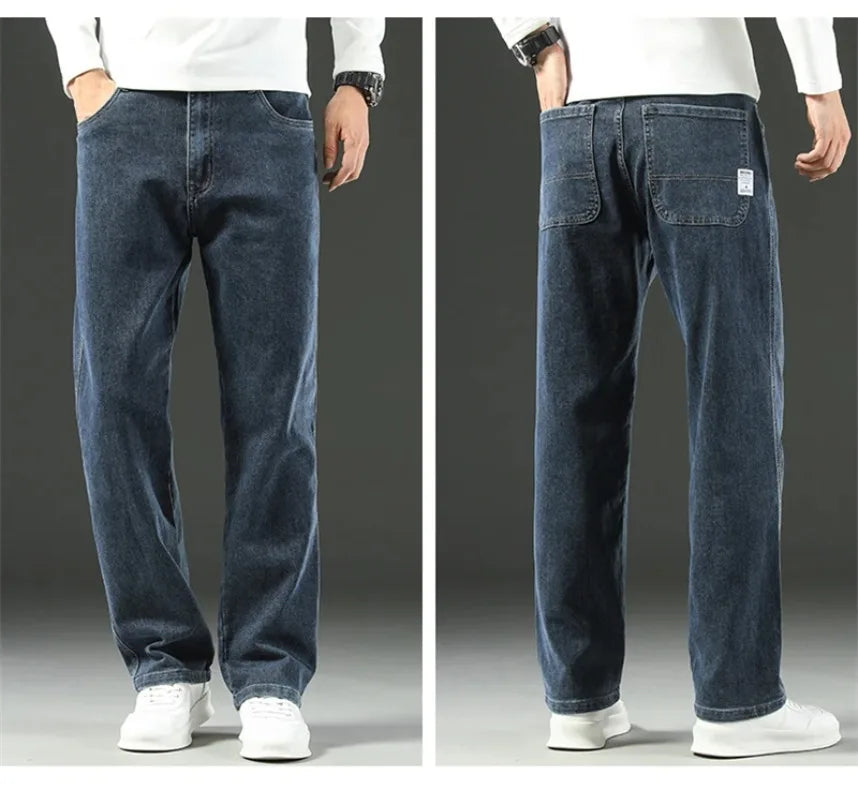 Stretchy Men’s Jeans - Wide Leg, Cotton, Business Casual - Tophatter Daily Deals