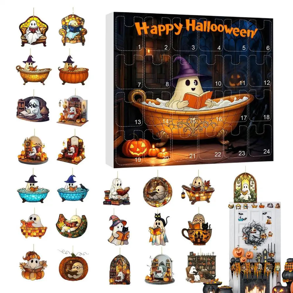 Halloween Advent Calendar 24 Days Ghost Pendant Decor C - Tophatter Daily Deals
