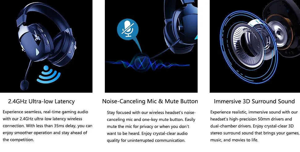 Wireless Gaming Headset Detachable Mic Multi Mode Comfort - Tophatter Daily Deals