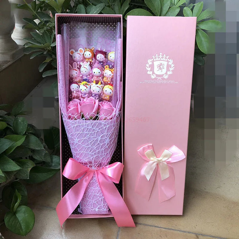 Sanrio Led Lights Plush Toy Bouquet Hello Kitty Variety Pink & Lavender Bouquet Flowers - Tophatter Daily Deals