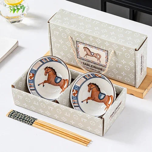Japanese Hand Painted Ceramic Bowl Set With Chopsticks F-2bowl 2chopsticks - Tophatter Daily Deals