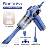 Mini Wireless Car Vacuum Cleaner High-Power Household Cleaning Machine Blue Household Appliances - Tophatter Daily Deals