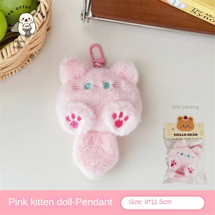 Plush Cat Keychain Cute Rabbit Fur Bag Charm Gift Decor Kitten pendant - Tophatter Daily Deals