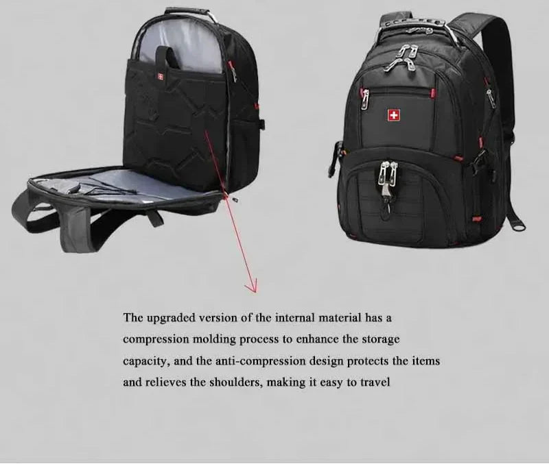 Waterproof Backpack with USB Charging PortRucksack Black Backpacks - Tophatter Daily Deals