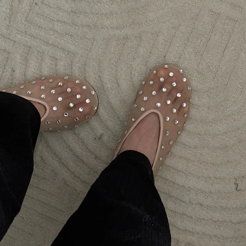 Breathable Women Ballet Flats - Mesh Crystal, Casual Walking - Tophatter Daily Deals