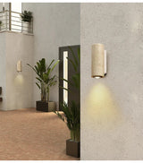 Japandi Yellow Marble LED Wall Sconce Wabi Sabi Bedside Light - Tophatter Daily Deals