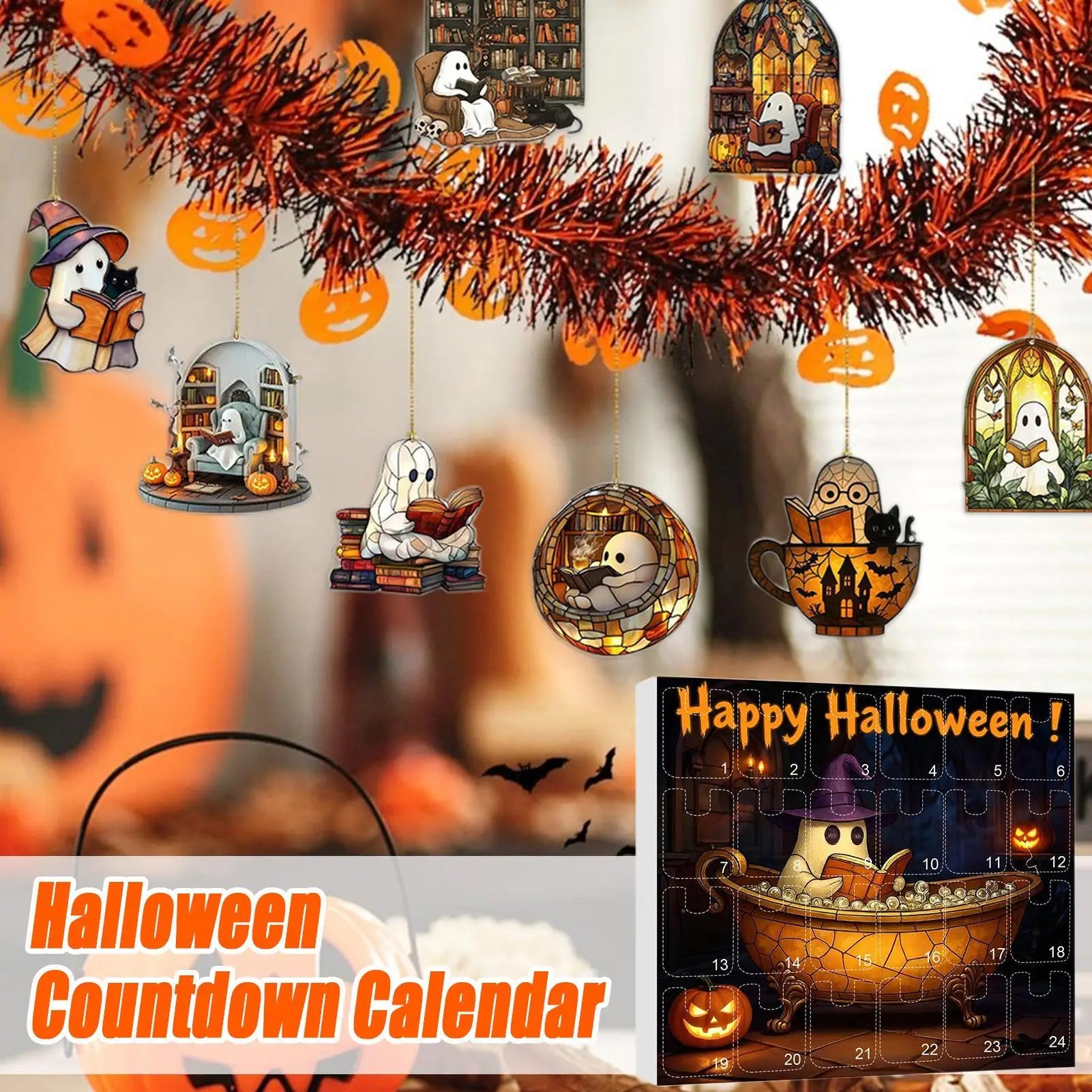 Halloween Advent Calendar 24 Days Ghost Pendant Decor - Tophatter Daily Deals