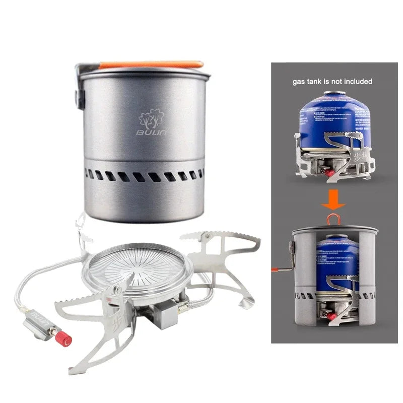 3800W Folding Outdoor Gas Stove with 1.5L Pot Silver Camp Cooking - Tophatter Daily Deals