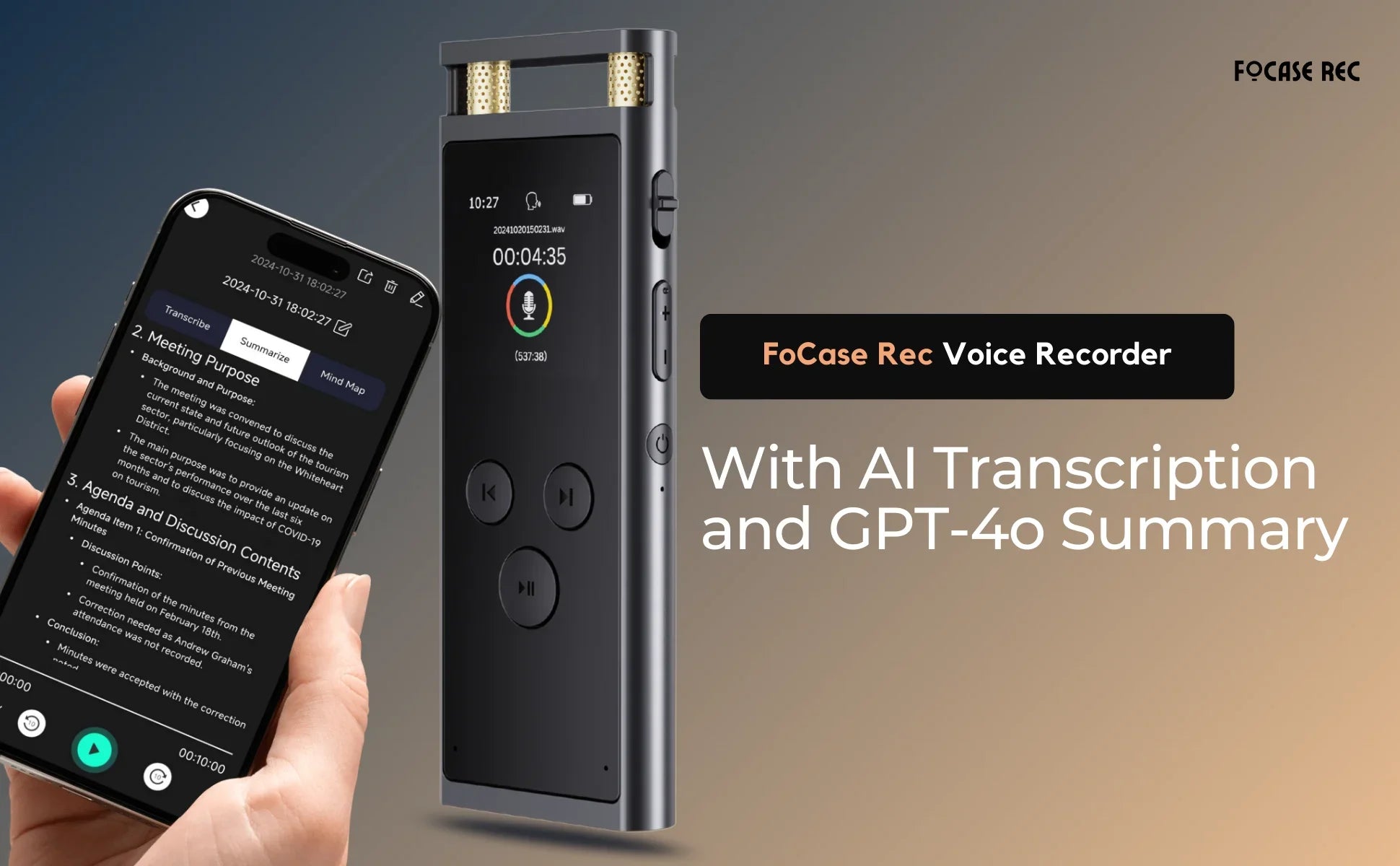AI Voice Recorder 64GB Aluminum Dictaphone Transcribe - Tophatter Daily Deals