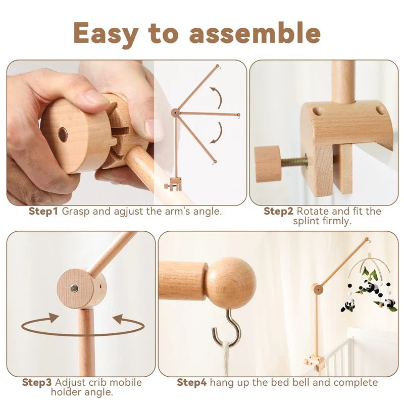 Wooden Baby Mobile Crib Arm Holder Newborn Sensory Toys - Tophatter Daily Deals