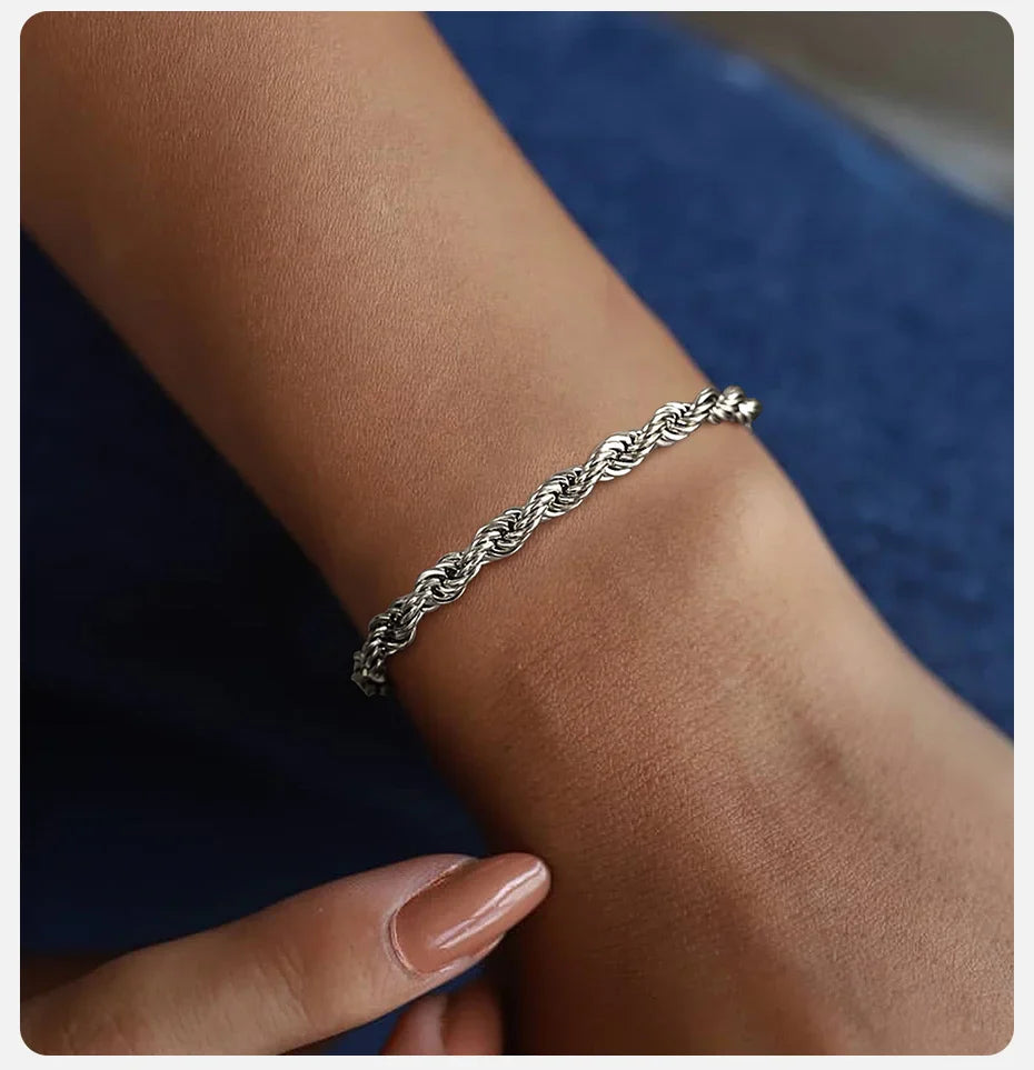 Stainless Steel Rope Chain Bracelet Twisted Singapore - Tophatter Daily Deals