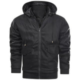 Lightweight Flattering Men's Jacket - Hooded Biker, Quilted - Tophatter Daily Deals