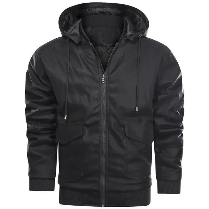 Lightweight Flattering Men's Jacket - Hooded Biker, Quilted - Tophatter Daily Deals
