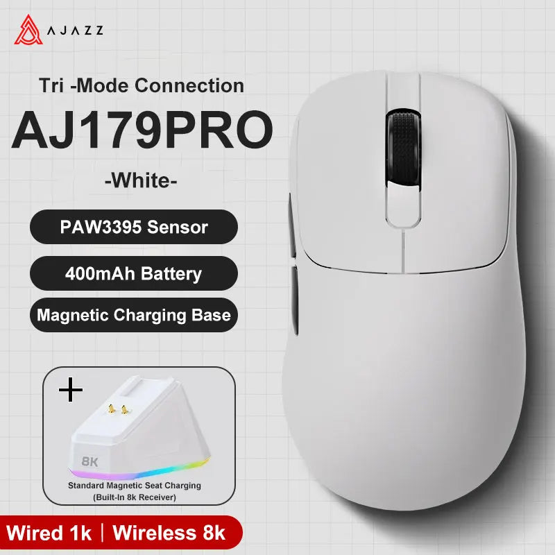 Gaming Mouse Magnetic Charging Ergonomic Lightweight Wireless AJ179PRO-White - Tophatter Daily Deals