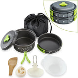 9-Piece Camping Cookware Set Green Camp Cooking - Tophatter Daily Deals