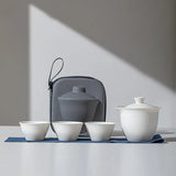 Portable Ceramic Travel Tea Set With Case Gift Kit White - Tophatter Daily Deals