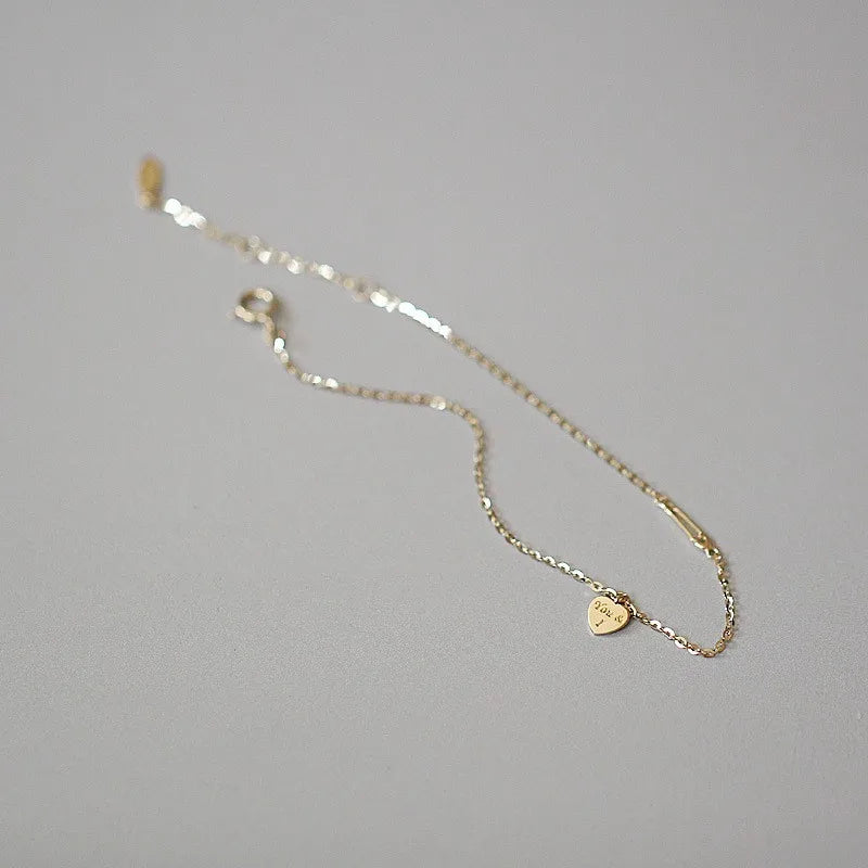 Gold Heart Bracelet 14K Plated 925 Silver Valentine's Gift - Tophatter Daily Deals