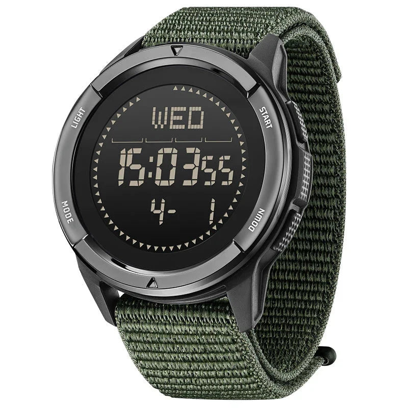 Digital 45mm Carbon Fiber Watch Nylon Strap Waterproof Green-box - Tophatter Daily Deals