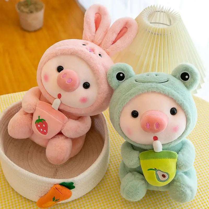 Bubble Tea Pig Plush Animals - Tophatter Daily Deals