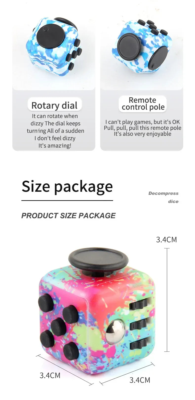 Fidget Cube Antistress Spinner Toy Sensory Stress Relief - Tophatter Daily Deals