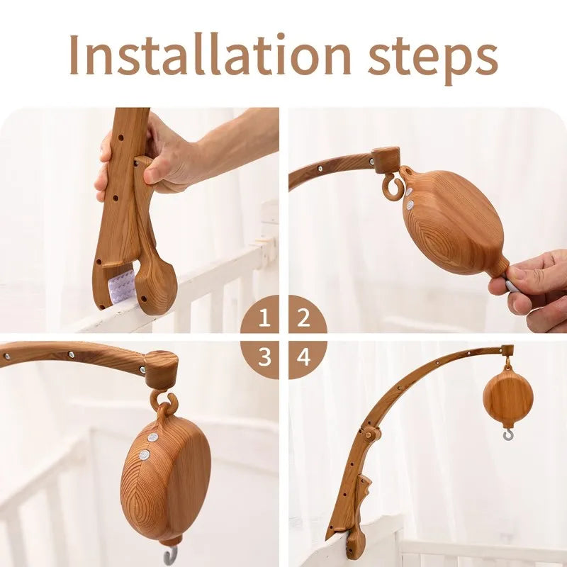 Wooden Felt Animal Crib Mobile With Soothing Calming Music - Tophatter Daily Deals