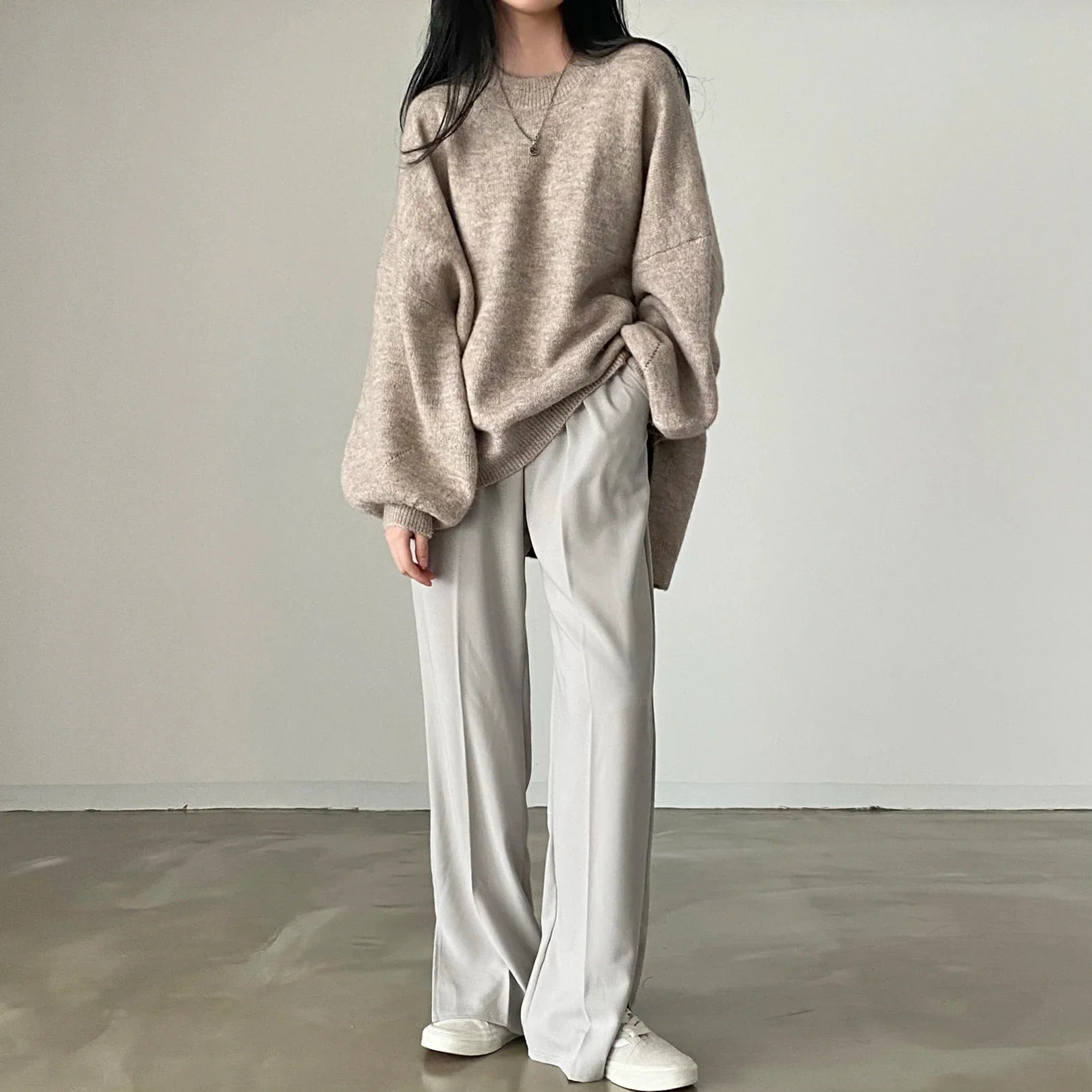 Oversized Cozy Women's Pullover - O Neck, Knit, Office Wear - Tophatter Daily Deals