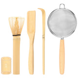 Bamboo Matcha Whisk Set With Holder Scoop Sifter Starter 5Pcs Set - Tophatter Daily Deals