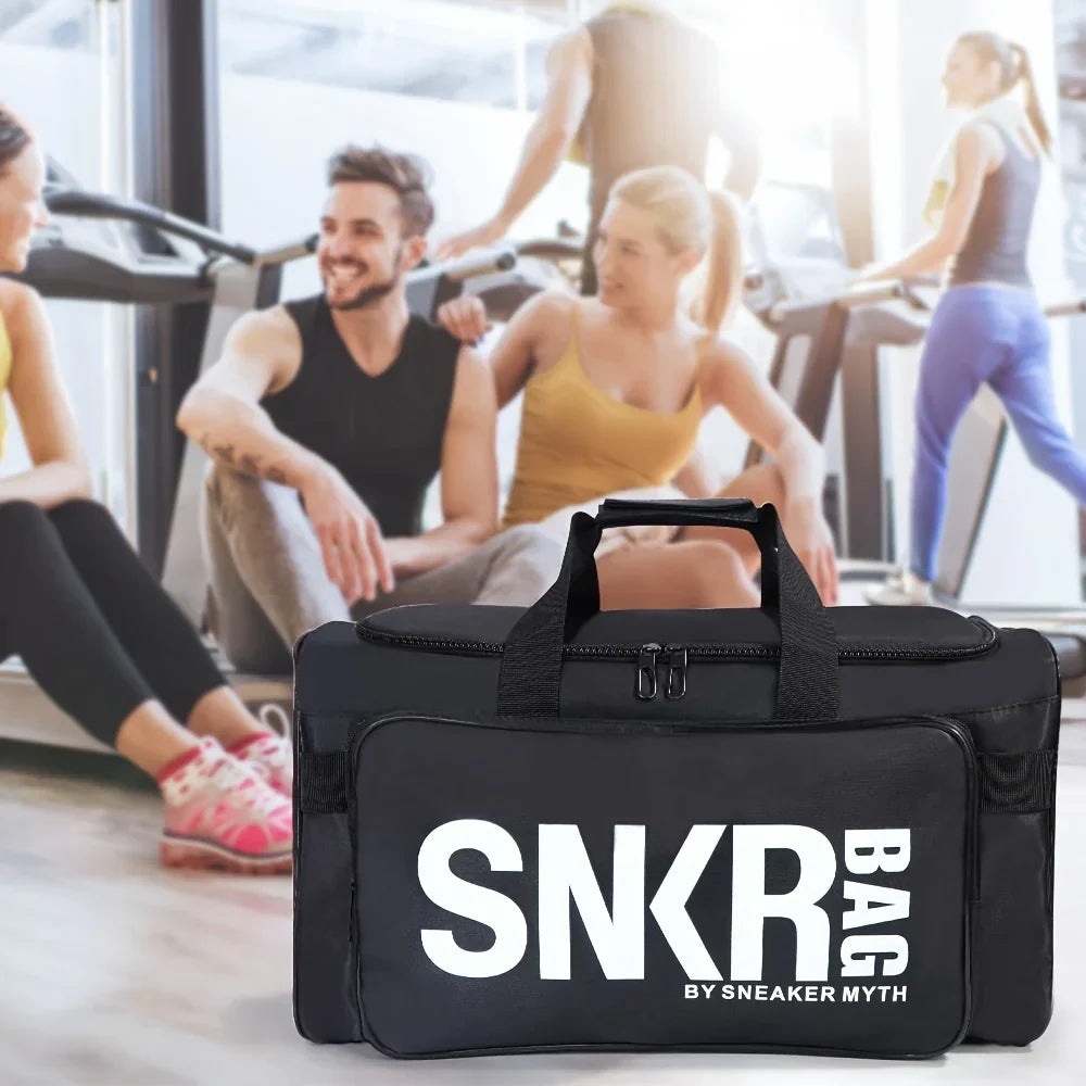 35L Sports Travel Bag with Green Interior Black Duffel Bags - Tophatter Daily Deals