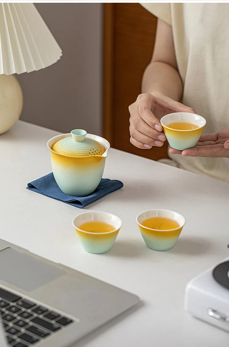 Portable Ceramic Travel Tea Set With Case Gift Kit - Tophatter Daily Deals