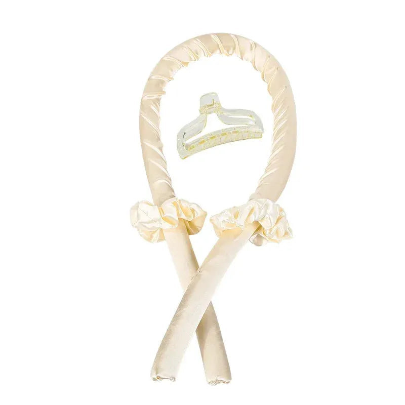 Heatless Curling Rod Headband No Heat Silk Curls Ribbon Hair Rollers Sleeping Soft Headband Lazy Hair Curlers Hair Styling Tools Champagne with Clip CHINA - Tophatter Daily Deals