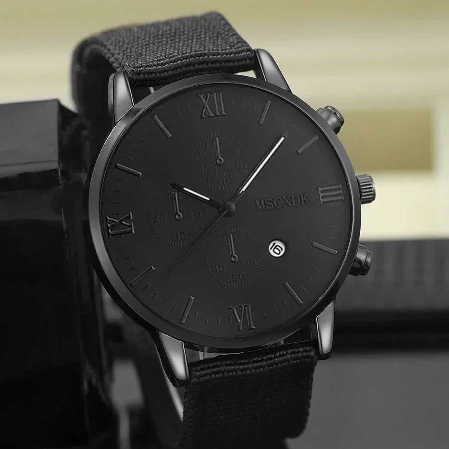 4pcs Men's Quartz Watch Set with Bracelets (Black) Apparel & Accessories > Jewelry > Watches - Tophatter Daily Deals