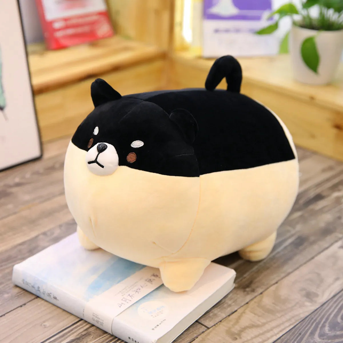 Soft Pineapple Bun Shiba Inu Dog Plush TsumTsum Black x White Shiba Inu Animals - Tophatter Daily Deals