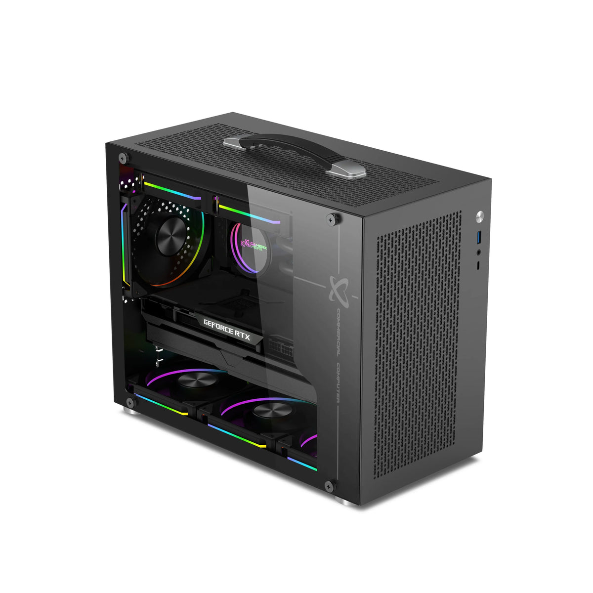 Mini ITX PC Case Transparent Side 240mm Water Cooling - Tophatter Daily Deals