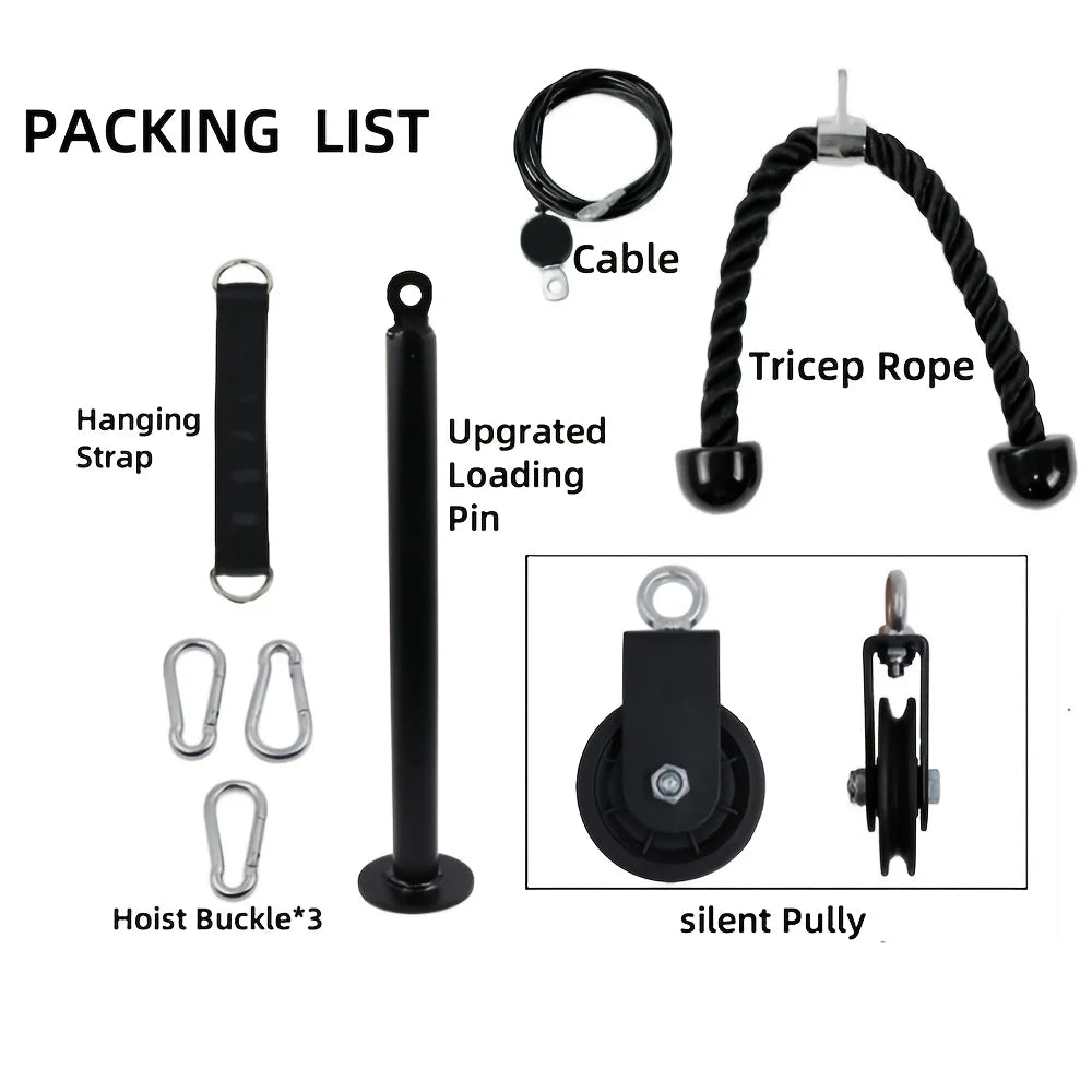 Nine-Piece Pulley Fitness Accessories Kit Black Fitness - Tophatter Daily Deals