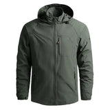 Waterproof Men Jacket- Hooded Windbreaker Polyester Camping Army green - Tophatter Daily Deals