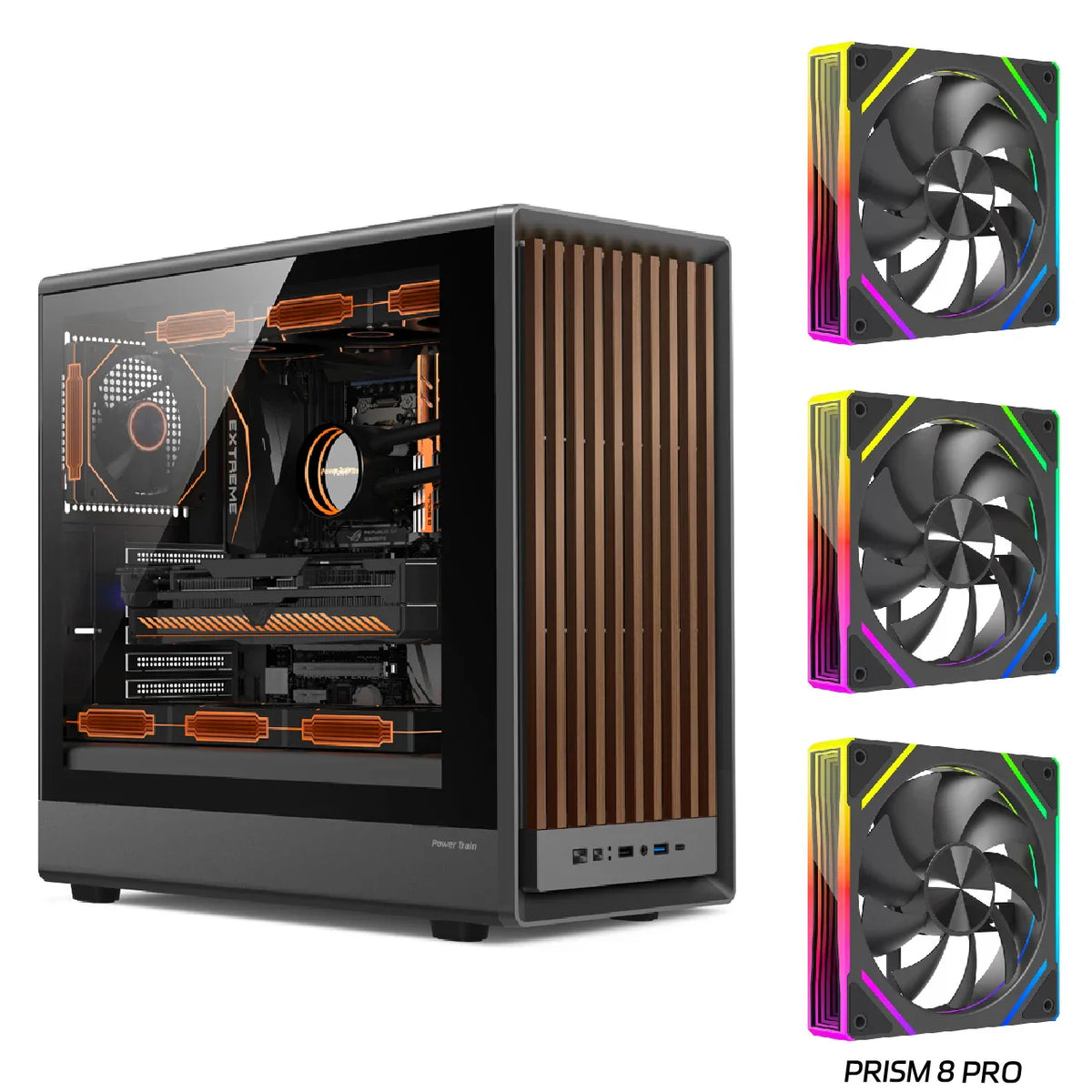 MATX PC Case Wooden Panel Tempered Glass Type C Port G1 3 Black Reverse - Tophatter Daily Deals