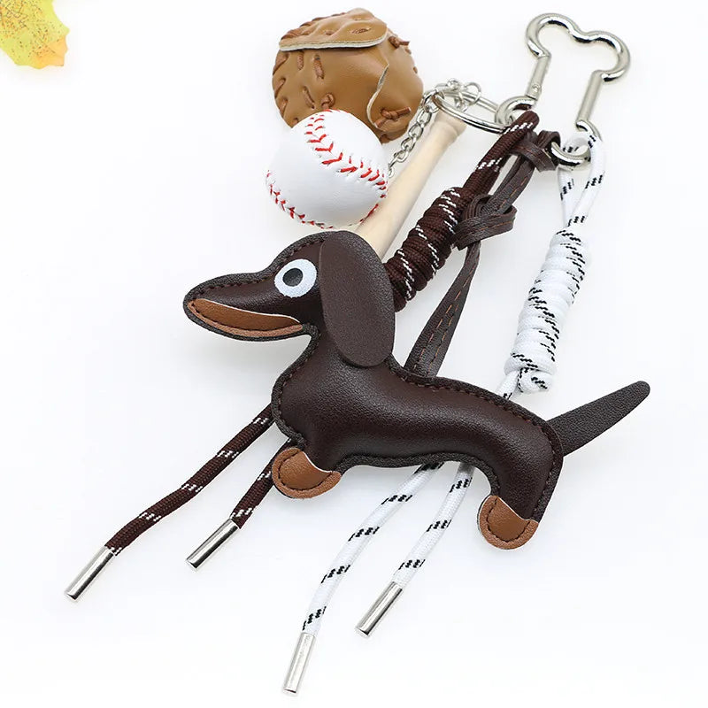 Dachshund Pu Leather Bag Charm Baseball Keychain Gift - Tophatter Daily Deals