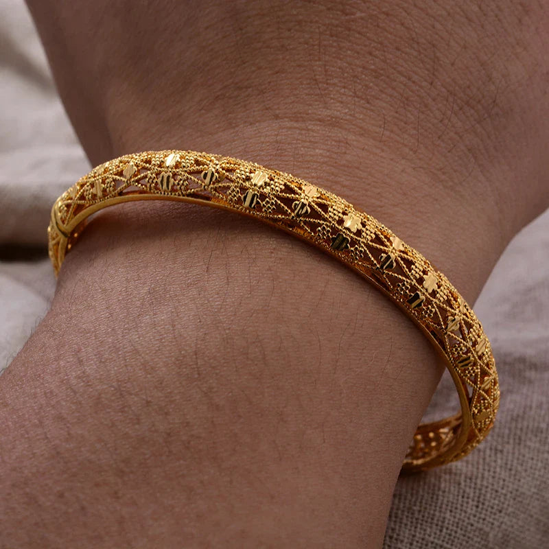 Gold Plated Bangles Luxury Arabic Wedding Bracelet - Tophatter Daily Deals