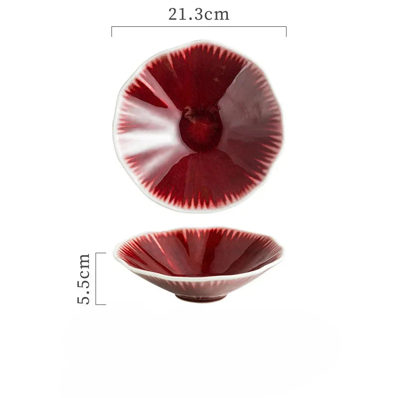 Japanese Ceramic Noodle Bowl Lotus Pattern Salad Bowl 8.5-Lang Hong - Tophatter Daily Deals