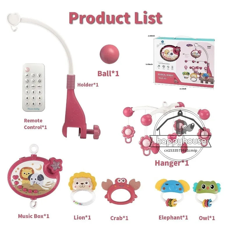 Crib Mobile Remote Music Light Newborn Sensory Toys - Tophatter Daily Deals