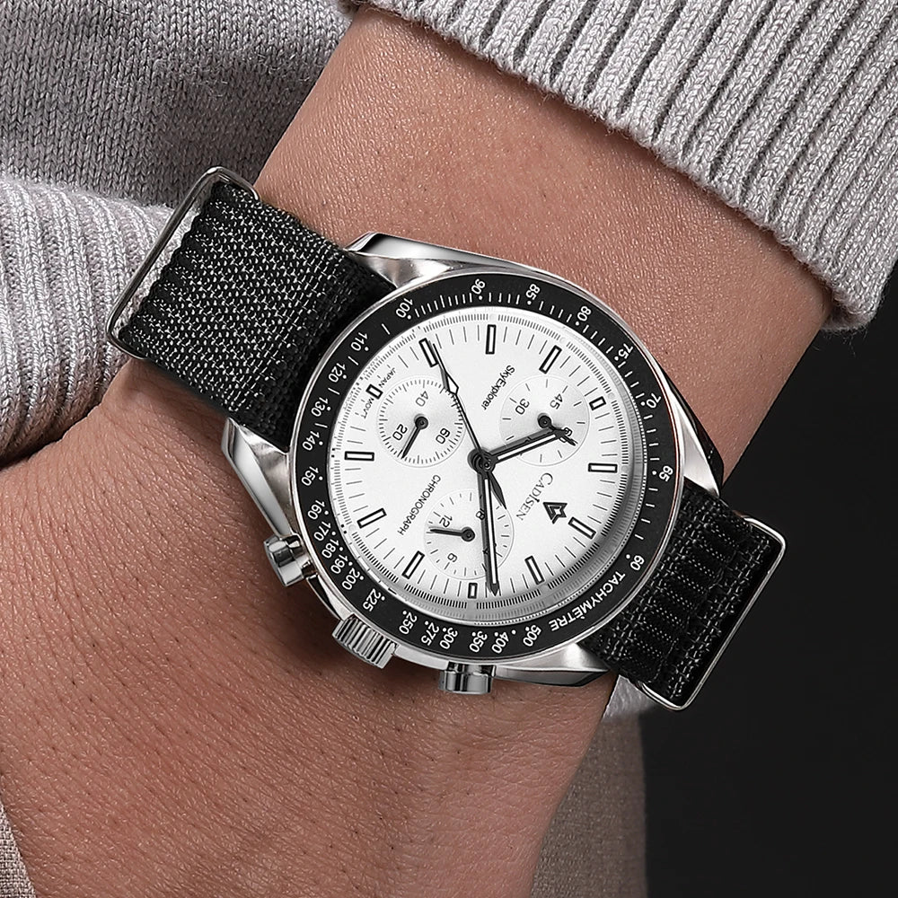 Quartz Chronograph Canvas Watch With Sapphire Crystal - Tophatter Daily Deals